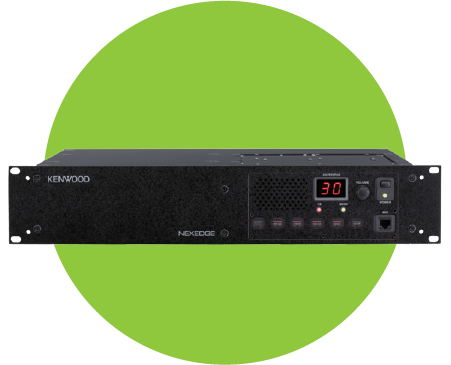 Kenwood NXR-710K/810K NEXEDGE, a professional radio communication device, shown on a green background.