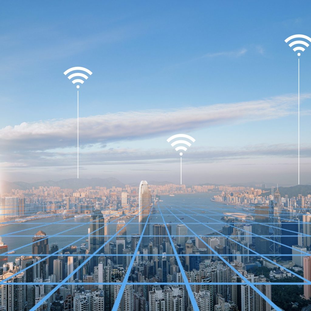 Aerial View of City Network of Hongkong Skyline